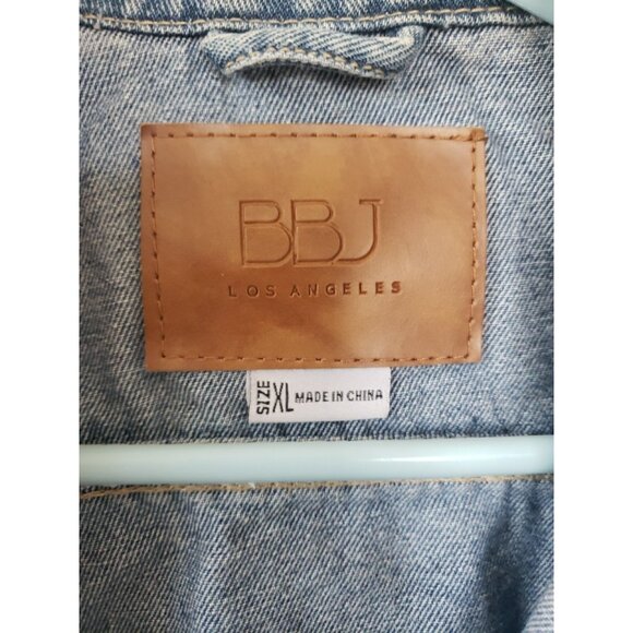 BBJ Los Angeles Womens Denim Trucker Jacket XL Bleached Distressed - Picture 5 of 9